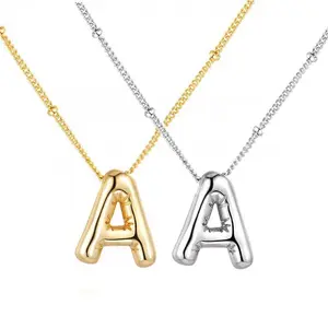 [Name Necklace] Bubble Letter Pendant Necklace Fantasy Balloon 3D Letter Necklace Necklace Initials Pendant, Holiday Gift Bubble Letter Necklace