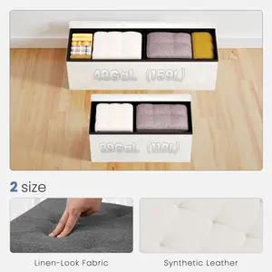 43-inch Foldable Storage Bench, Made Of PVC, With A Load Capacity Of 660 Pounds