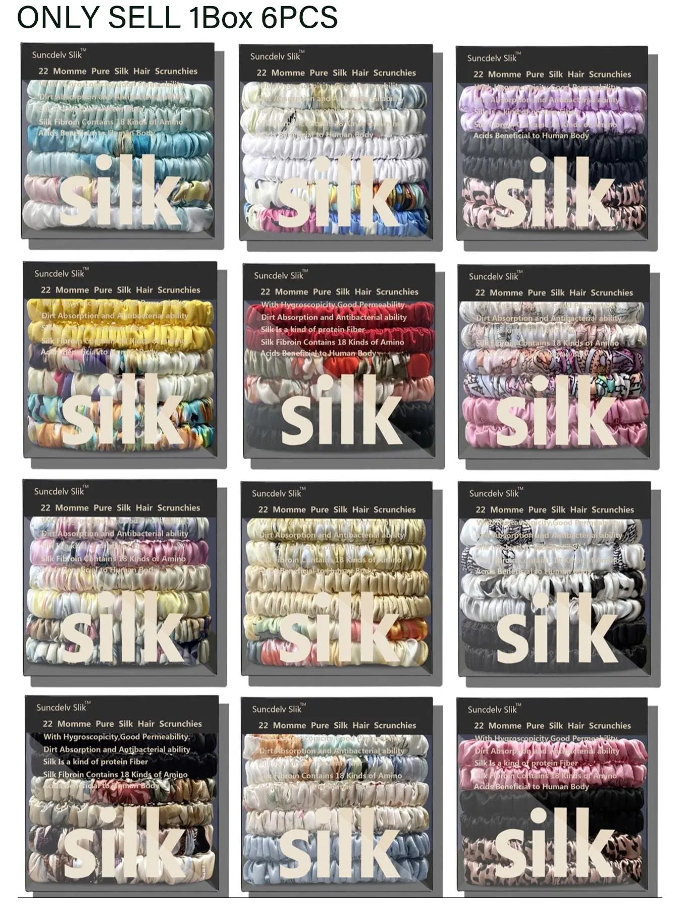 6pcs Set 100% Silk Scrunchies Hair Ties, High Quality 22 Momme Hair Bands for Women & Girls, Elegant Ponytail Hairstyle Hair Accessories, Fashionable Hair Styling Accessories, Ponytail Holders