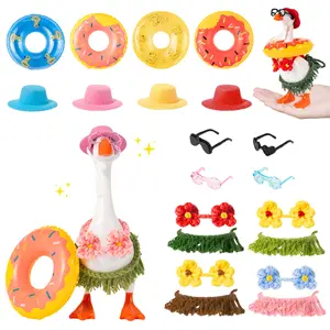 20Pcs 4Set Summer Beach Bikini Outfit Set for 7 Inch Desk Goose,Cute Holiday Pool Outfit With Accessories Include Hat Swim Ring Glasses & Bikini,Perfect Party Gift&Home Decor