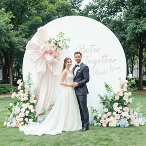White Round Backdrop Cover for Arch Stand – 6/6.6/7.2 FT Polyester Circle Background for Wedding, christmas Party, Baby Shower & Photography Decoration