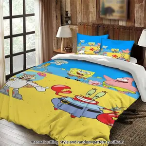 SpongeBob SquarePants, Squidward, Patrick Star, and Mr. Krabs 3-piece Soft Bedding Set, suitable as a gift.