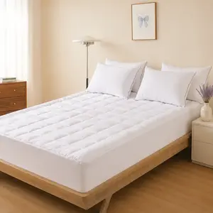 Goose Feathers Mattress Pad ,Quilted Protector Waterproof Breathable Cover Machine Washable for Comfortable Sleep