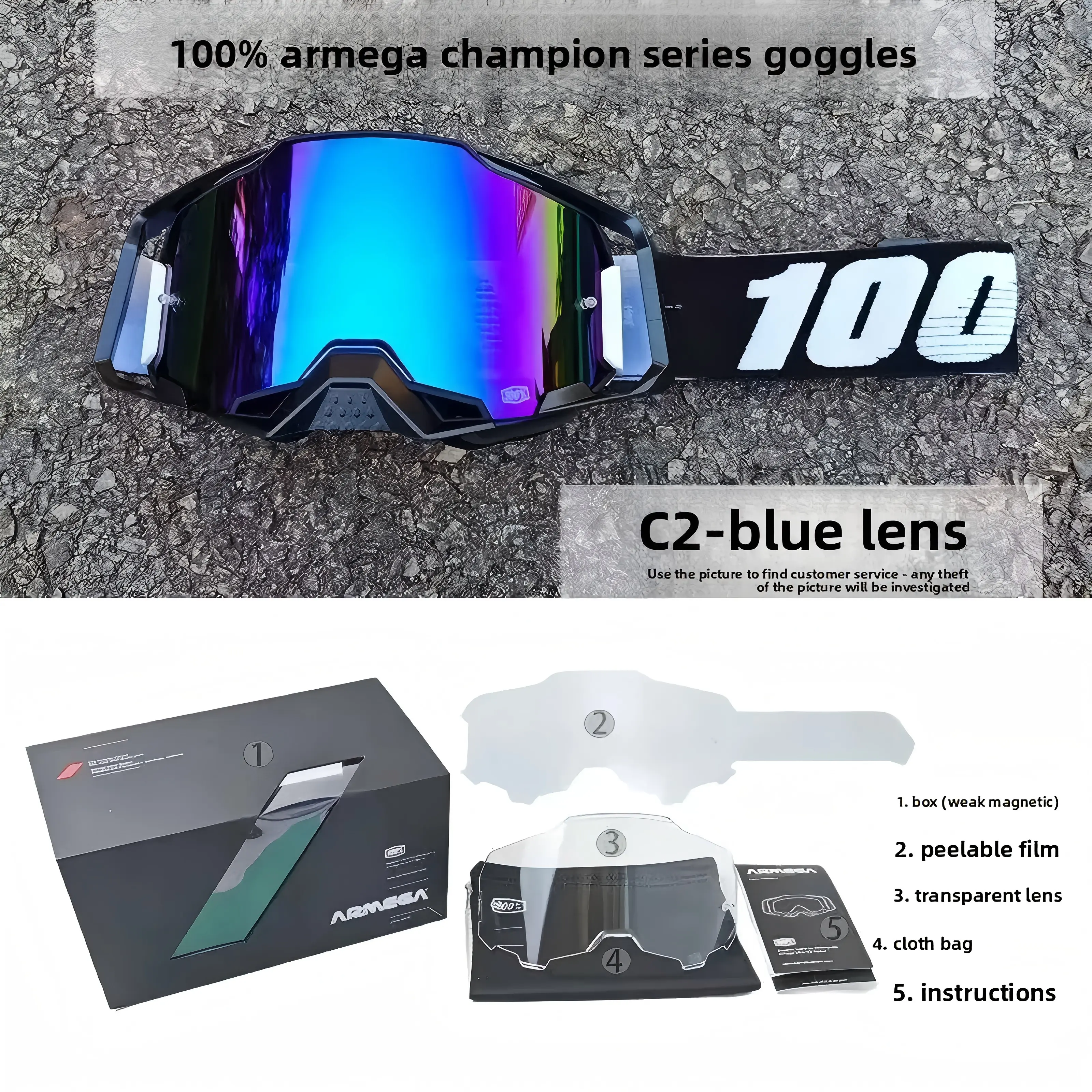 100% armega champion series goggles Quick Release Off-Road Motorcycle Goggles -Pro Motocross MX ATV Dirt Bike Racing Goggles, Anti-Fog UV Protection Lens, Adjustable Strap,Shockproof Eye Protection for Outdoor Adventure Riders Motorbike Gear 100% armega champion series goggles Quick Release Off-Road Motorcycle Goggles -Pro Motocross MX ATV Dirt Bike Racing Goggles, Anti-Fog UV Protection Lens, Adjustable Strap,Shockproof Eye Protection for Outdoor Adventure Riders Motorbike Gear