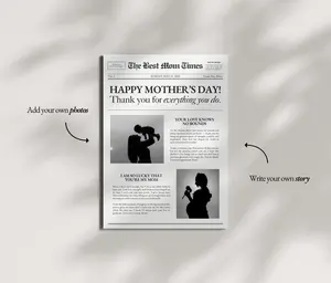 Custom Mothers Day Newspaper Print, Printable Flower Insert, Personalized Mothers Day Card Flyer, Editable Canva Template For Florists