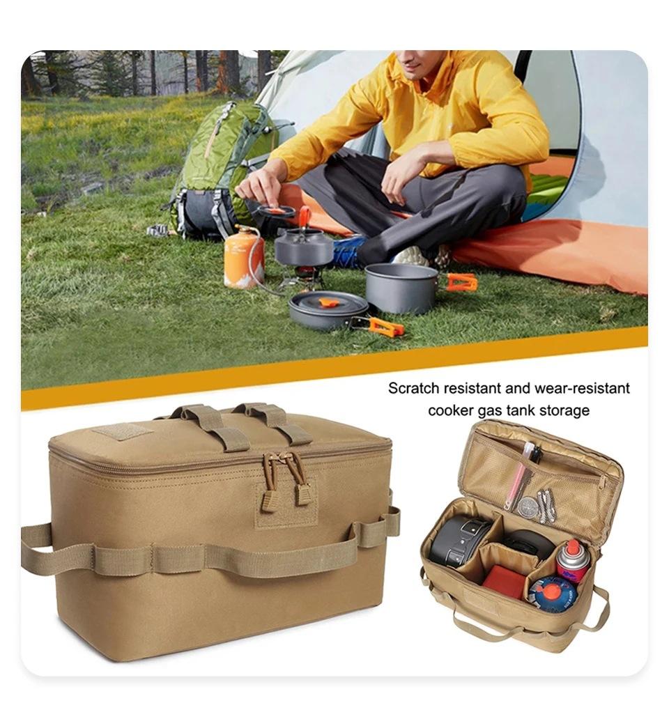 Outdoor Camping Storage Bag Large Capacity Ground Nail Tool Bag Gas Canister Picnic Cookware Utensils Kit Bag