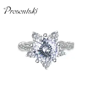 Presentski Snowflake Design Light Gray synthetic Moissanite ring
