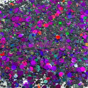 Super Nova Galaxy Holographic Chunky Glitter - Black and Purple Glitter