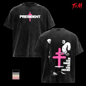 President Band T-Shirt | Gothic Cross Graphic Tee | Retro Deathcore Style Shirt | Dark Religious Metal Heavyweight Cotton | Vintage Washed Alternative Merch P33
