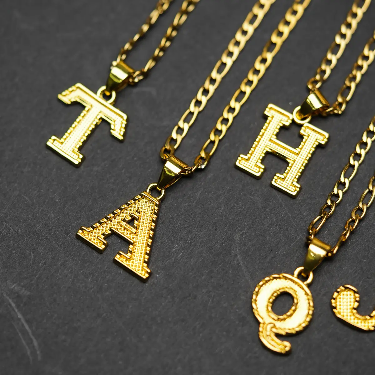 Alphabet Necklace Gothic  18K Gold Plated 26 Letters Pendant Necklace A-Z Figaro Chain Paperclip Chain For Men and Women - Bohemian Casual Style, Gift for Her/Him
