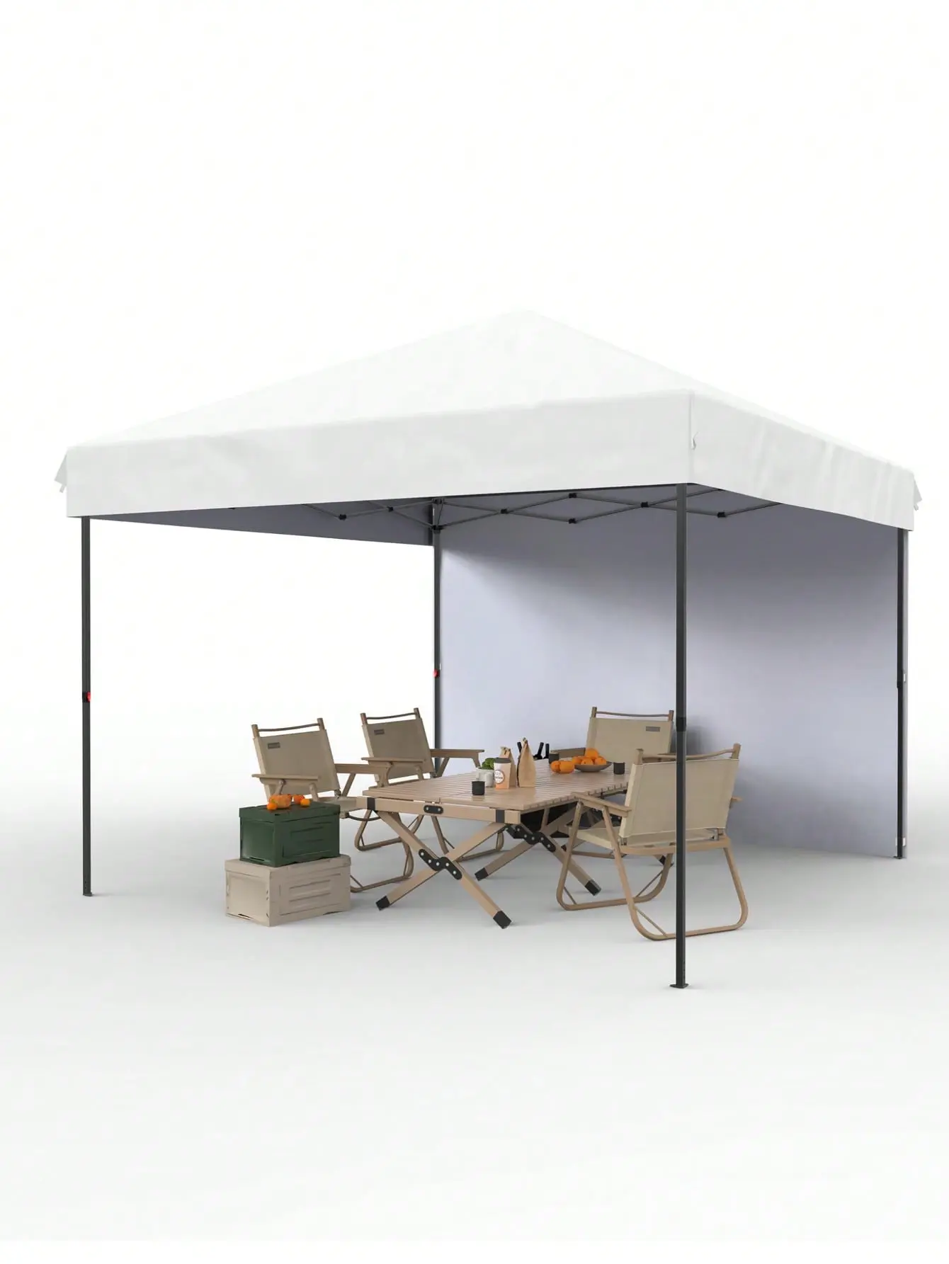 Gaomon 10x10 Portable Instant Outdoor Shade Canopy - Heavy-Duty Commercial Oxford Fabric Tent, 1-Person Tool-Free Setup, Removable Sidewall, Steel Legs, Adjustable, Ideal for Fishing, Sports (White)