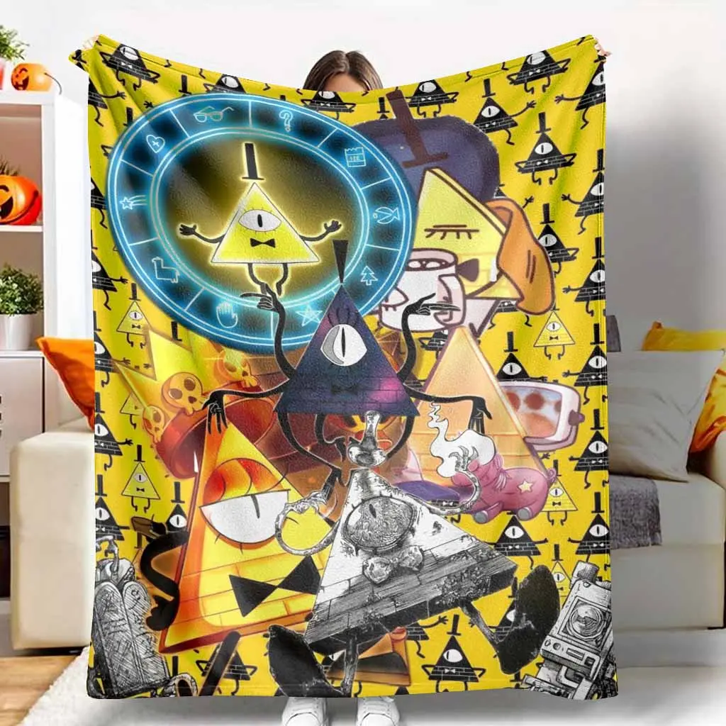 Mysterious Triangle Eye Pattern Flannel Blanket Vibrant Pyramid Symbol Print Super Soft Lightweight Breathable Warm Bedding Perfect For Bedroom Couch Living Room Holiday Travel Gift