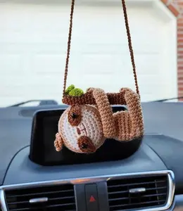 Handmade Crochet Sloth Car Charm – Cute Gift for Any Driver