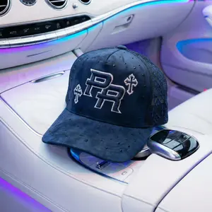 PR SUEDE CROSS Premium Suede Snapback Cap with Custom Embroidery and Intricate Stud Details Adjustable Fit for Street Culture Lux