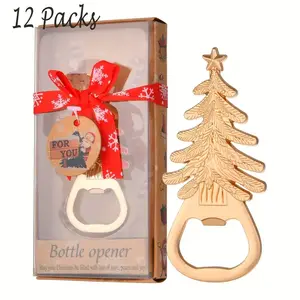 12-Piece Christmas Bottle Opener Set, 4 Festive Designs, Durable Metal, Perfect for Holidays, Parties, and Gifts