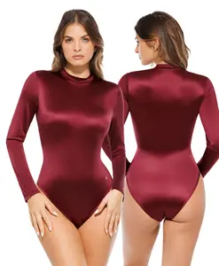 ​​Popilush High-Waist Bodysuit - Tummy Control Shapewear with Long Sleeves Elastic Hip -LIVE Breathable Padded