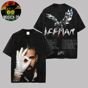 [X-26] Drake - 'Iceman' Album Merch Graphic For Team Drizzy Premium Acid Washed Cotton T-Shirt, Drake Drizzy Fan Graphic Tee, Ice-Man Album Merch Streetwear Graphic Shirt, Gift for Drake Fans Vintage Collector Tee