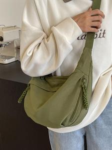 women's solid color shoulder bag, fashionable nylon crossbody bag for daily used, casual trendy versatile high-quality daily commuting bag, sling purse, crossbody bag for women