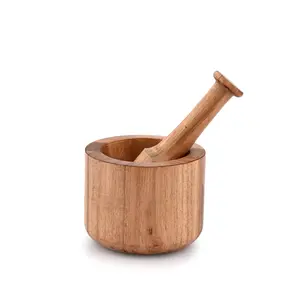 Acacia Wood Mortar and Pestle for Garlic Pepper Herb Crusher Kitchen Utensils Birthday Housewarming Gift. Mortar- 4" x 3" Pestle- 5.5"