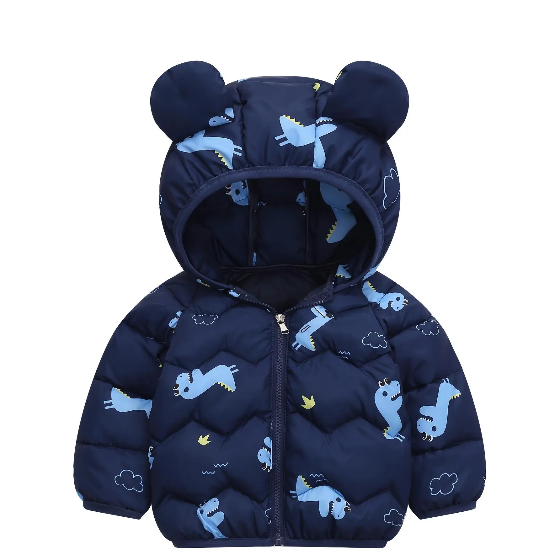 New Children's Padded Coat for Boys and Girls, Toddlers, and Babies, Warm Padded Coat, Autumn/Winter Cartoon Dinosaur Padded Jacket Outerwear
