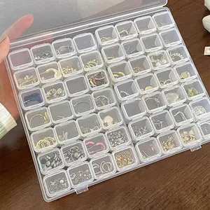 56-grid Transparent Plastic Storage Box,  1 Set Dustproof Multi-grid Jewelry Organizer, Desktop Storage Container for Jewelry Diy Craft