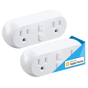 WiFi Dual Smart Plug 15A Smart Outlet Supports Apple HomeKit, Siri, Alexa, Echo and SmartThings, 2 in1, Voice & Remote Control, Timer, No Hub Required, 2.4G, 2 Pack