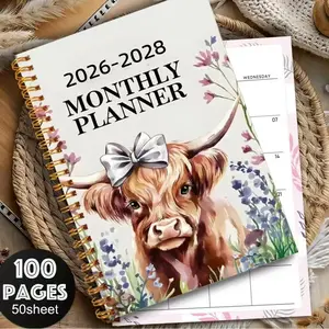 New 2026-2028 Three-Year Monthly Planner, Sunday to Saturday Horizontal Layout, Clear Date Marking, Organizational Tool