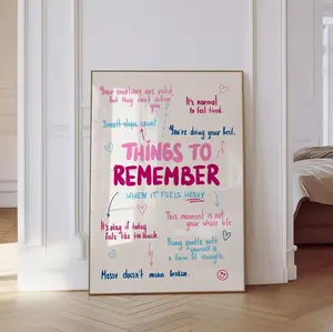 Gentle Reminder Wall Art Print Poster Blue Pink Preppy Print Trendy Wall Art Aesthetic Dorm Decor Positive Bedroom Wall Art Quote