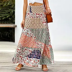 Boho High Waist Floral Print Skirt