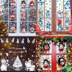 Christmas Winter Window Stickers, Christmas Classic Santa Claus Window Decals Clings for Xmas Home Office Glass Mirror Winter Holiday Party Decoration 4Types