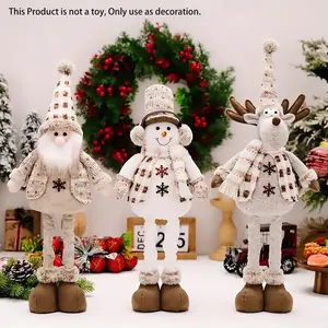 Christmas decoration extended stretch legs knitted Christmas doll hanging ornaments, lovely Christmas snowman elk telescopic Christmas dwarf, suitable for Christmas party window display decoration