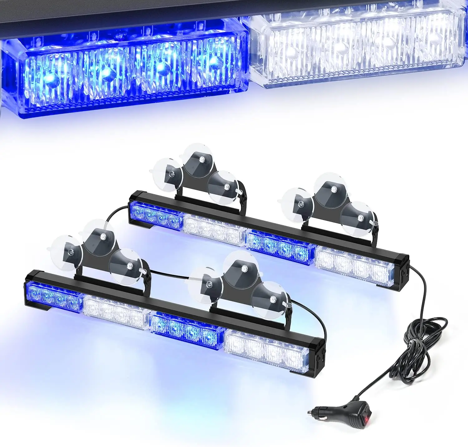 Nilight 2-in-1 Strobe Car Traffic Light Bar, 17in Aluminum Body, 32 Bright LEDs, 23 Flash Patterns Directional Road Safety Lights for Trucks (12V Plug Included), Strobe Car Lights
