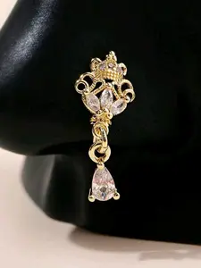 Crown Swan Teardrop Pendant Nose Clip, No Piercing C-Type Nose Jewelry, Unisex Casual Accessory for All Seasons