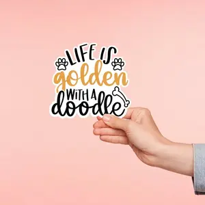 Life is Golden with a Doodle Sticker - Adorable Design for Dog Lovers