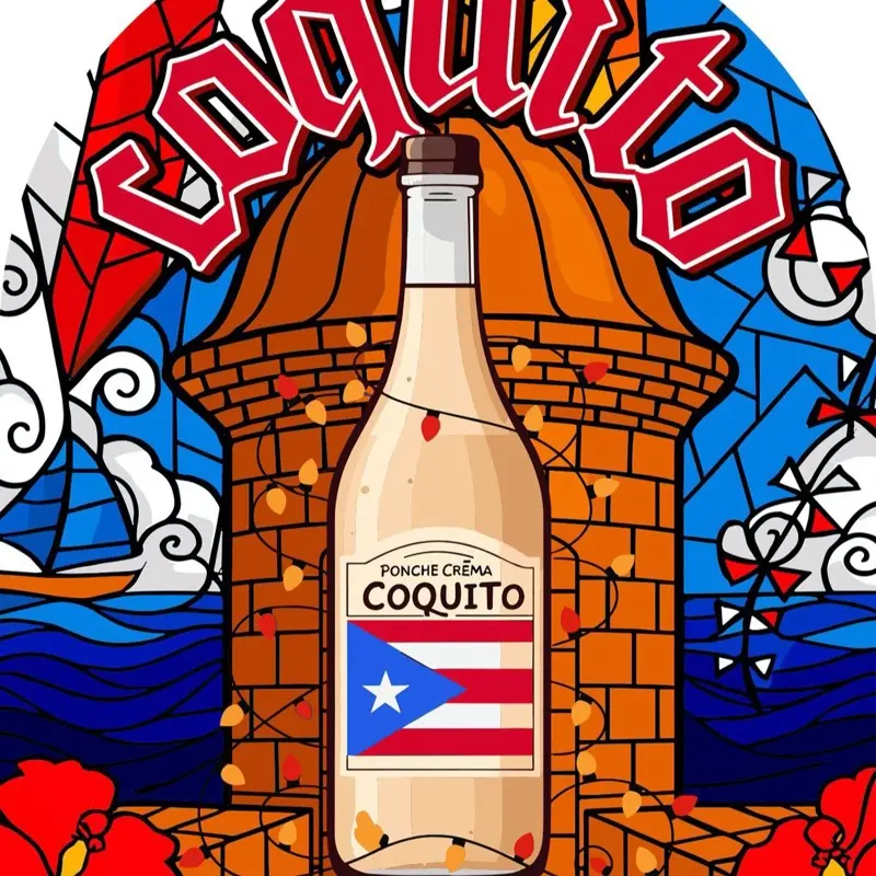 Coquito Brand 3”x 3.5” Coquito Bottle Labels Stickers  Inch Festive Design for Holiday Sales or Gifts 12 Stickers Per Order Ideal for Bottle Decor Coconut Festival Decoration