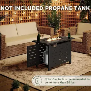 Aoxun 40 Inch Propane Fire Pit–50,000 BTU Gas Fire Pit Table with Removable Lid & Lava Rocks, Rectangle Firepit Table for Outside, Patio, Deck, Backyard, Black