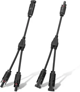 Solar Y-Type Branch Parallel Cable - Waterproof 1-to-2 Adapter Connector, 1000V, 30A, Copper, 14-10AWG Cables for Solar Panel DC Power Supply Connection