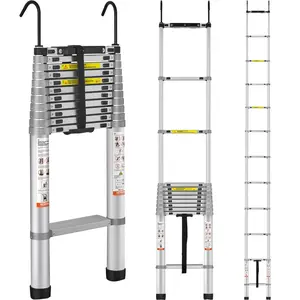Spring new arrivals Telescoping Ladder, Various specifications, Aluminum One-button Retraction Collapsible Extension Ladder, With Non-slip Feet, Portable Multi-purpose Compact Ladder for Home, RV, Loft, ANSI Liste