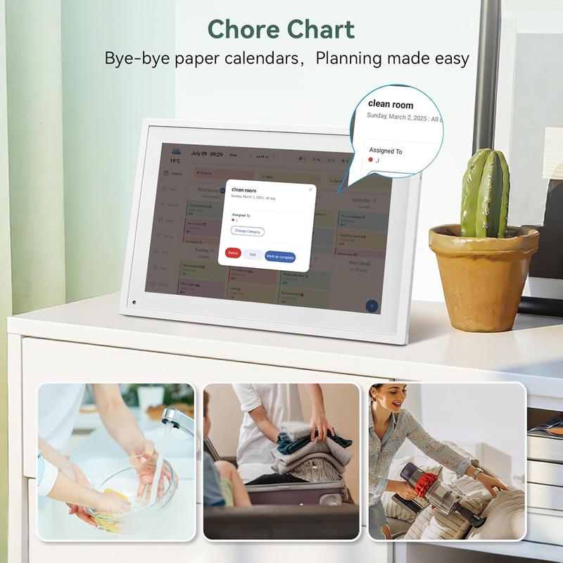 TABWEE 15.6 Inch WiFi Digital Calendar, Smart Touchscreen Interactive Display for Family Schedules Chore Chart, Meal Planner, To Do List, Smart Sync Switchable Digital Photo Frame Desk-Standing