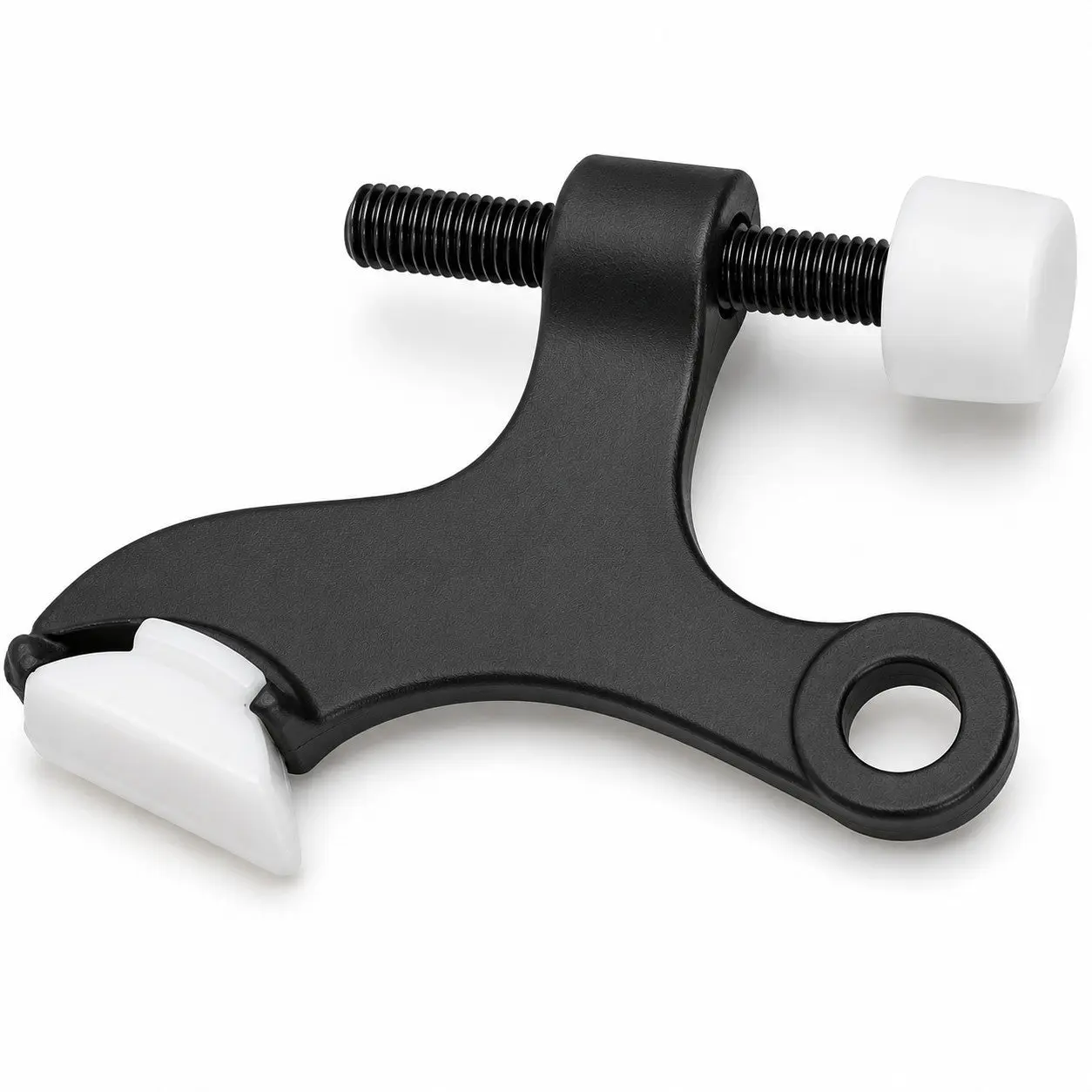Heavy Duty Matte Black Hinge Pin Door Stop with White Guards