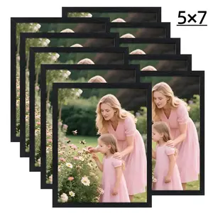 8x10 4×6 5×7 11×14 12×16 16×20 Picture Frame Set - 10/5 Pack, Textured Black Solid Wood,, Gallery Photo Frame, Table or Wall Display Wooden Framed Set Decor