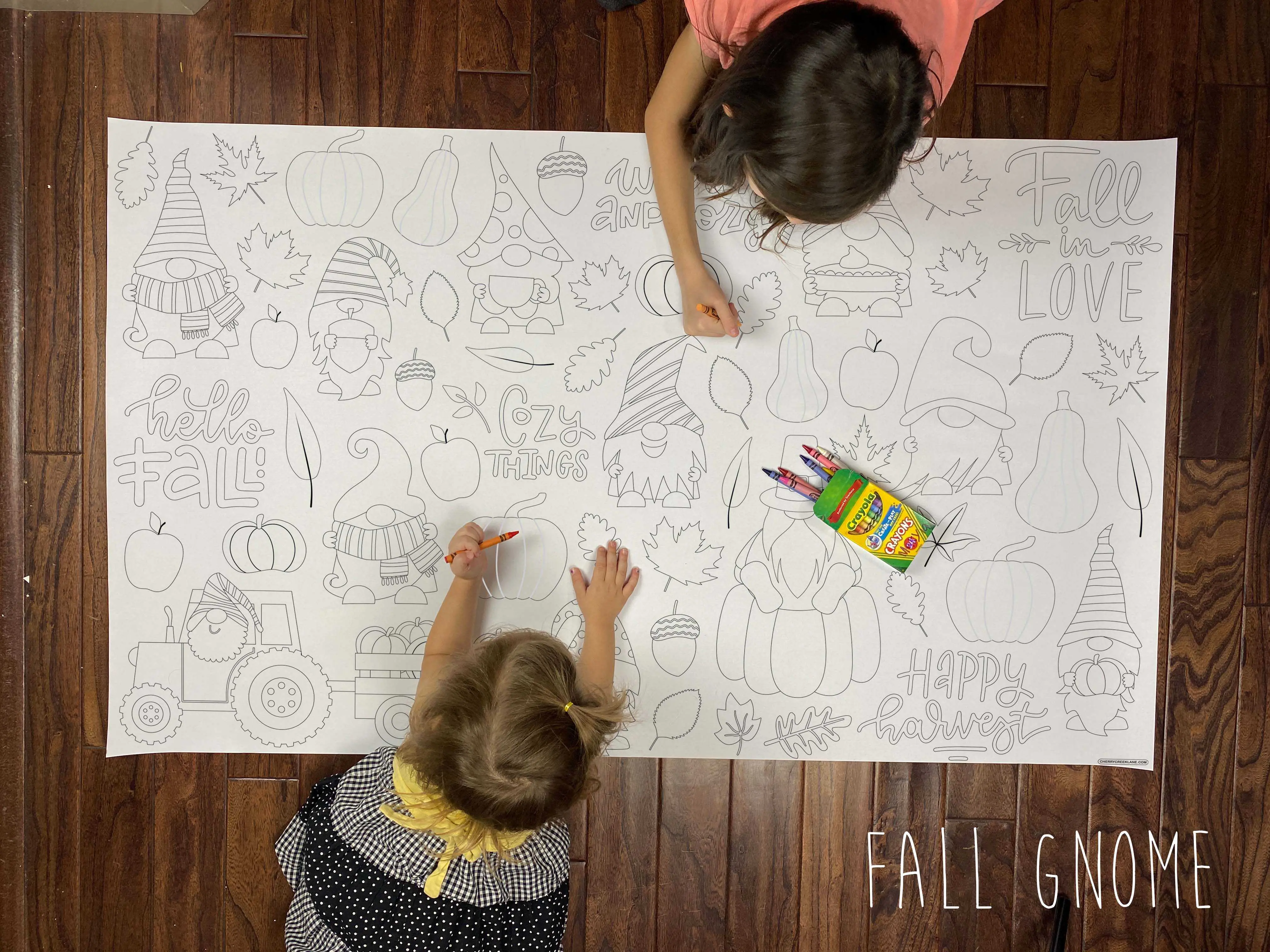 Fall Gnome Table Size Coloring Sheet