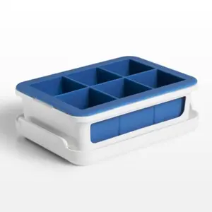 Covered Ice Cube Tray Large Cubes: Silicone & Plastic, 6 Cavities, Dishwasher-Safe, Ice Mold with Lid