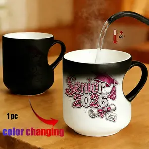 Magic Color Changing Mug, Heart Handle, Senior 2026 Graduation Design, Thermosensitive Ceramic, 11 Oz/330 Ml, Father's Day Gift