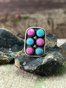 Handmade Sterling Silver Cotton Candy Adjustable Ring "Signed Nizhoni" (8)