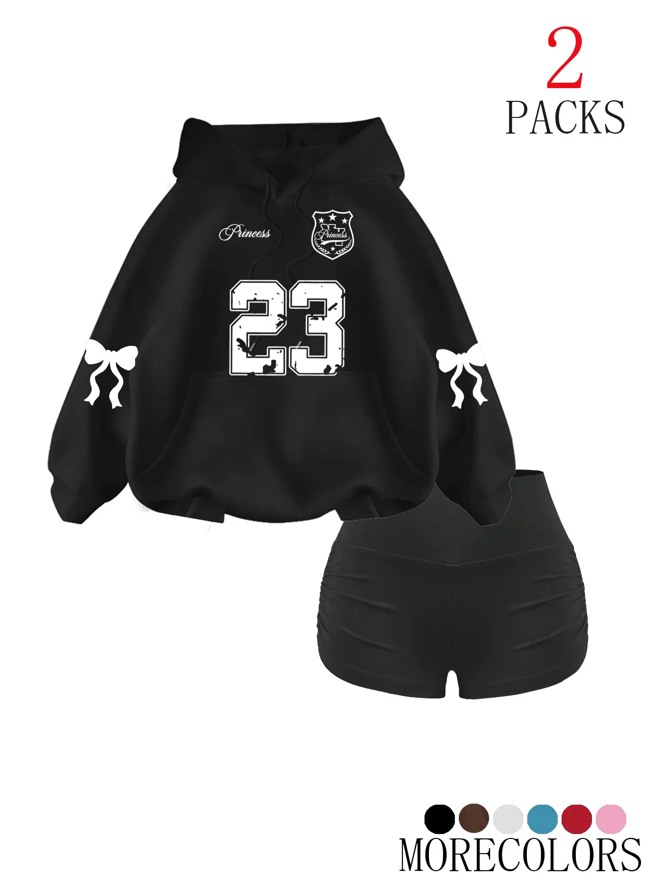 Women's Fall Winter Hooded Drawstring Graphic Hoodie Sweatshirt Set, Fashionable Simple Design with Tree Branch Print, Casual Loose Fit Pocket Top