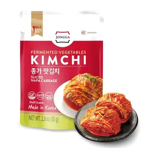 Spicy Premium Kimchi Cabbage Napa [ FUN SIZE Pouch Pack of 8] - [Original] – (Gluten Free / KETO / Vegan) | 0 Fat/ 0 Sugar/ 0 Cholesterol | Fermented Kimchi | Long Shelf Life | Perfect for Ramen & Stir-Fries - JONGGA