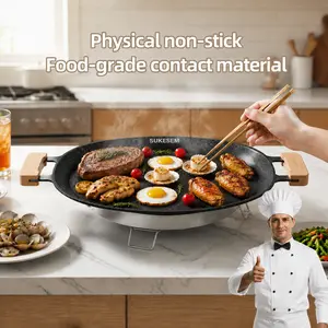 SUKESEM 1000W Indoor Electric Griddle - Smokeless Korean Barbecue Table Top Grill Pan, Portable Non-Stick Griddle with Adjustable Temperature Control for Home Kitchen & Parties
