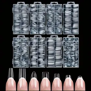 120 Pieces of Transparent Coffin/Almond/Fine High Heels Square/Other Shape Style Boxed Nails, 12 Sizes Full Coverage Acrylic Pressure-Stick Nails, Suitable for Home DIY Manicure, Art and Manicure Salon Use or Gifts for Women's Nail Care Essential  Nails
