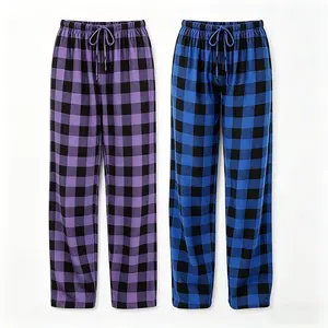 Unisex Plaid Drawstring Lounge Pants, Lightweight Polyester Pajama Bottoms for Spring & Fall, Comfy Home Wear Sleep Pants, 1 Pack